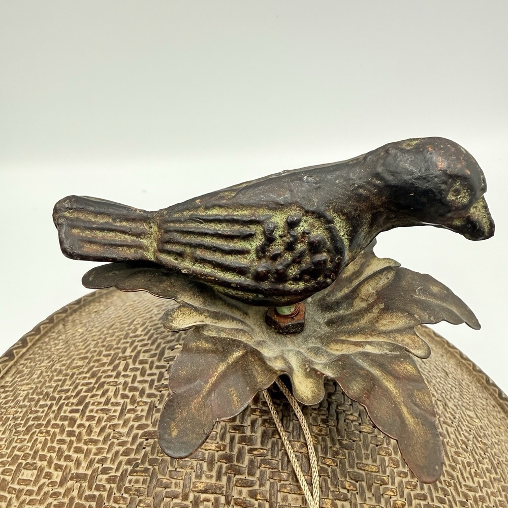 Vintage Bird Finial Lid Boho Woven Look Decorative Cover 7.5 Inch - Picture 3 of 12